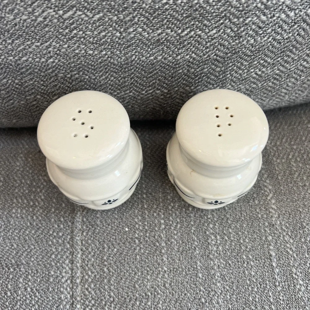 Longaberger Blue Woven Traditions Salt Pepper Shakers
